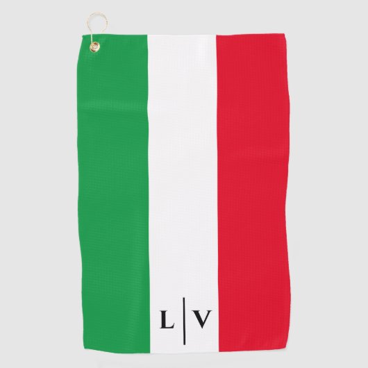 Italië Italiaans Vlag Rood Wit Groen Naam Initiale Golfhanddoek (Voorkant)