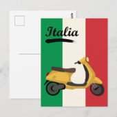 Italië  Italiaans Vlag Vespa Scooter Reizen Briefkaart (Voorkant / Achterkant)