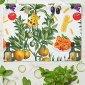 Italië, Italiaans, voedsel, deegwaren, pizza, wijn Theedoek (Gevouwen)