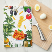 Italië, Italiaans, voedsel, deegwaren, pizza, wijn Theedoek (Quarter Fold)