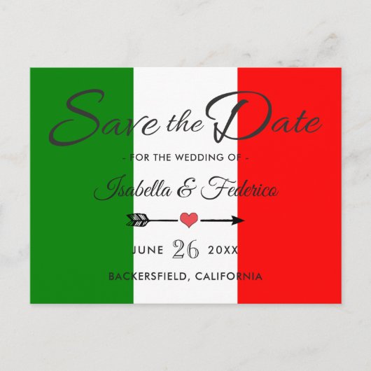 Italië Italiaanse bruiloft Save the Date Aankondigingskaart (Voorkant)