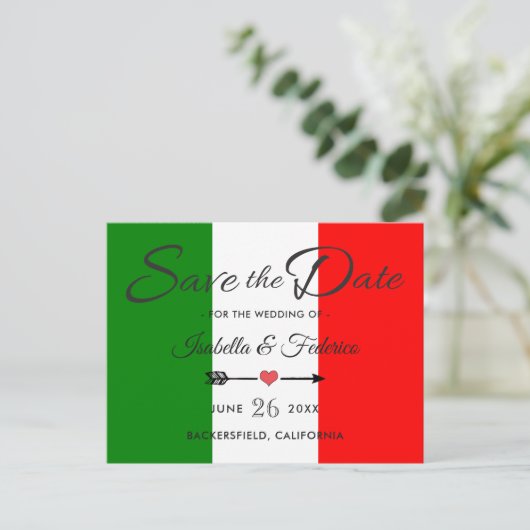Italië Italiaanse bruiloft Save the Date Aankondigingskaart (Staand voorkant)