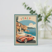 Italië Italiaanse kust Beach Car Briefkaart (Staand voorkant)
