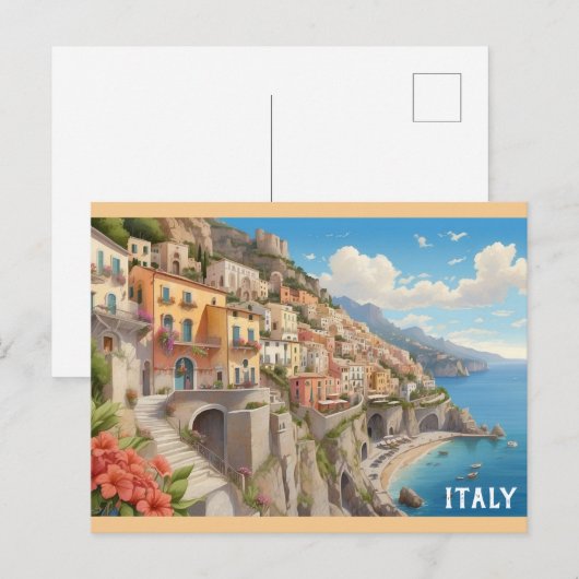 Italië Italiaanse kust Kleurrijke reizen Briefkaart (Voorkant / Achterkant)