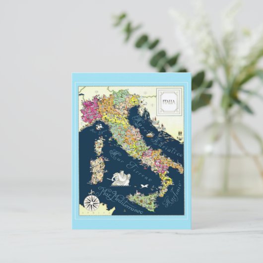  Italië — Italiaanse reiskaart Briefkaart (Staand voorkant)