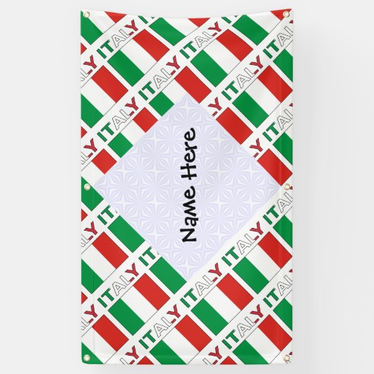 Italië Italiaanse vlag betegelde zwarte personalis Spandoek (Verticaal)