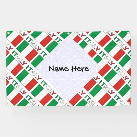 Italië Italiaanse vlag betegelde zwarte personalis Spandoek (Horizontaal)