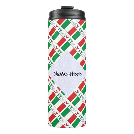 Italië Italiaanse vlag betegelde zwarte personalis Thermosbeker (Voorkant)