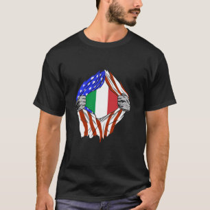 Italië Italiaanse Vlag Borst Amerika Italiaanse Wo T-shirt
