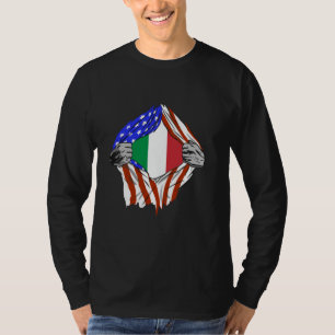 Italië Italiaanse Vlag Borst Amerika Italiaanse Wo T-shirt