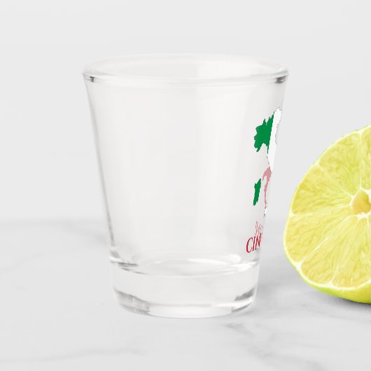 Italië Italiaanse vlag Cin Cin Cheers Shot Glas (Links)