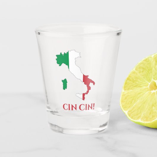 Italië Italiaanse vlag Cin Cin Cheers Shot Glas (Voorkant)