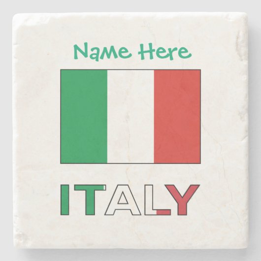 Italië Italiaanse vlag Groene Personalisatie Stenen Onderzetter (Voorkant)