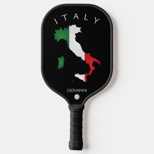 Italië Italiaanse vlag Italia kaart Zwart Pickleball Paddle (Achterkant)