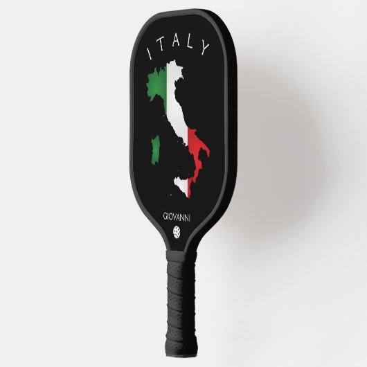 Italië Italiaanse vlag Italia kaart Zwart Pickleball Paddle (Links)