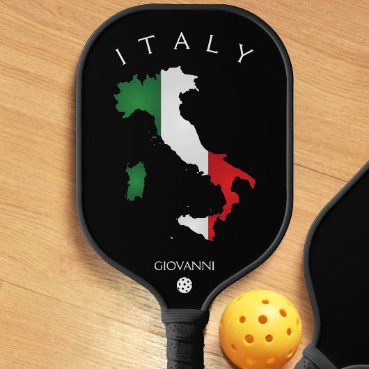 Italië Italiaanse vlag Italia kaart Zwart Pickleball Paddle