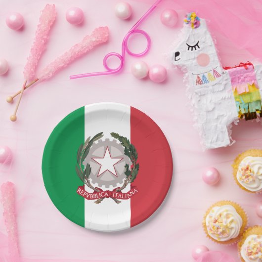 Italië, Italiaanse vlag partij, verjaardag / sport Papieren Bordje (Feest)