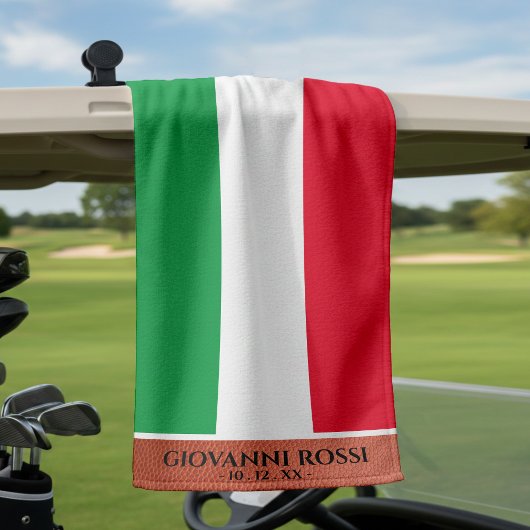 Italië Italiaanse vlag Rood Wit Groen Naam Golfhanddoek