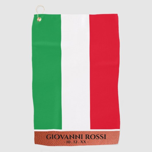 Italië Italiaanse vlag Rood Wit Groen Naam Golfhanddoek (Voorkant)