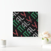 Italië Italiaanse vlag Typografie Vierkante Klok (Huis)