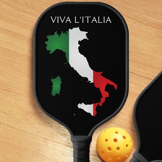 Italië Italiaanse vlag Viva l'Italia Kaart Zwart Pickleball Paddle