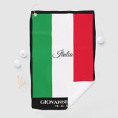 Italië Italiaanse vlag Zwart Trim Naam Tekst Itali Golfhanddoek (Insitu)