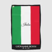Italië Italiaanse vlag Zwart Trim Naam Tekst Itali Golfhanddoek (Voorkant)