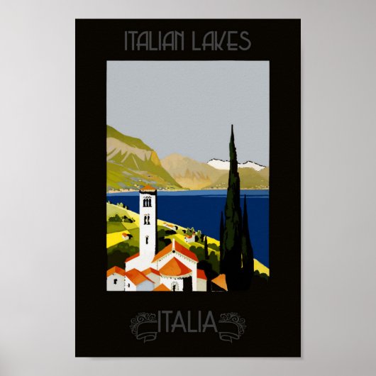 Italië Italië Italiaanse Meer van Retro Vintage Poster (Voorkant)