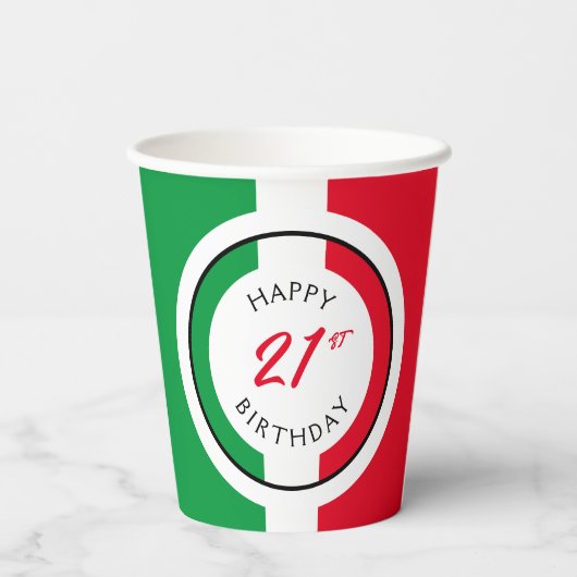 Italië Italië Italiaanse vlag Flag Happy Birthday Papieren Bekers (Achterkant)