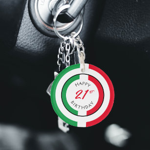 Italië Italië Italiaanse vlag Flag Happy Birthday Sleutelhanger