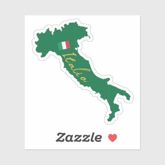 Italië Italië kaart schets met naam en vlag Sticker (Vel)
