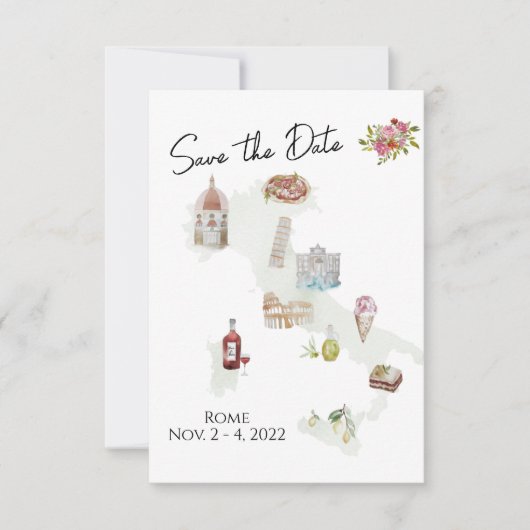 Italië, Italië reis, Italiaans Save the Date Kaart (Voorkant)
