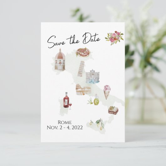 Italië, Italië reis, Italiaans Save the Date Kaart (Staand voorkant)