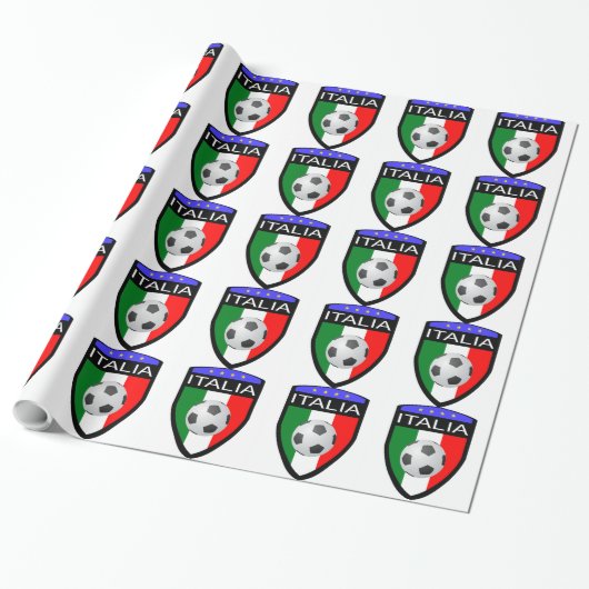 Italië/Italië Vlag Patch - met voetbal Cadeaupapier (Uitgerold)