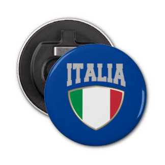 Italië/Italië Vlag schild & tekst Button Flesopener
