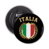 Italië/Italië Vlaggelschild Button Flesopener (Voorkant)