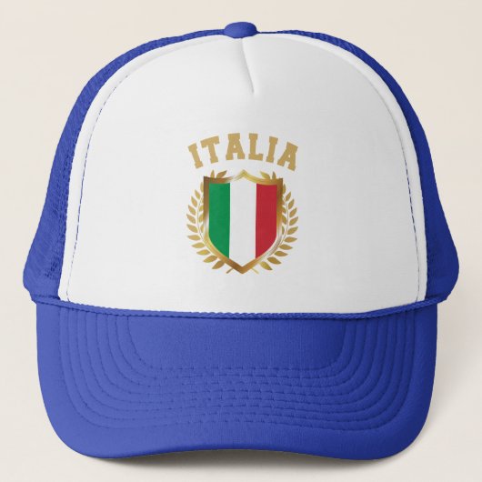 Italië/Italië Vlaggelschild Trucker Pet (Voorkant)