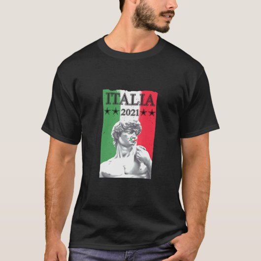 Italië Jersey Flag David Statue Soccer Footb T-shirt (Voorkant)