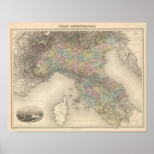 Italië Kaart 2 Poster