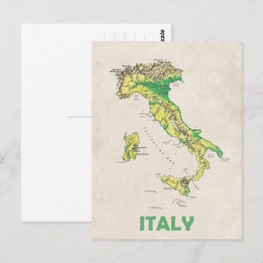 Italië kaart briefkaart (Voorkant / Achterkant)