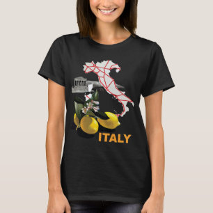 Italië kaart citroenen Middellandse zee Reis T-shi T-shirt