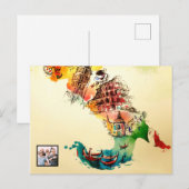  Italië Kaart City Travel Love Waterverf (Voorkant / Achterkant)