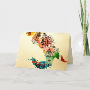 Italië Kaart City Travel Love Waterverf