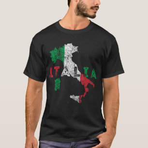 Italië Kaart En Vlag Souvenir Gedistroyeerd Itali T-shirt