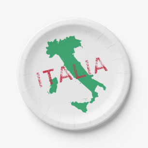 Italië kaart kunst met de naam Italia Papieren Bordje