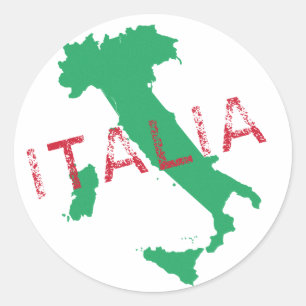 Italië kaart kunst met Italië Ronde Sticker
