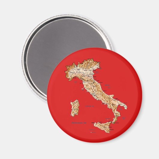 Italië Kaart Magneet (Voorkant / Achterkant)