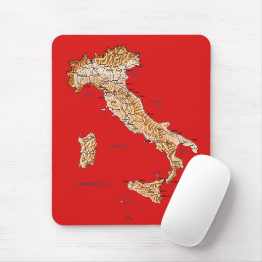 Italië Kaart Mousepad Muismat (Met muis)