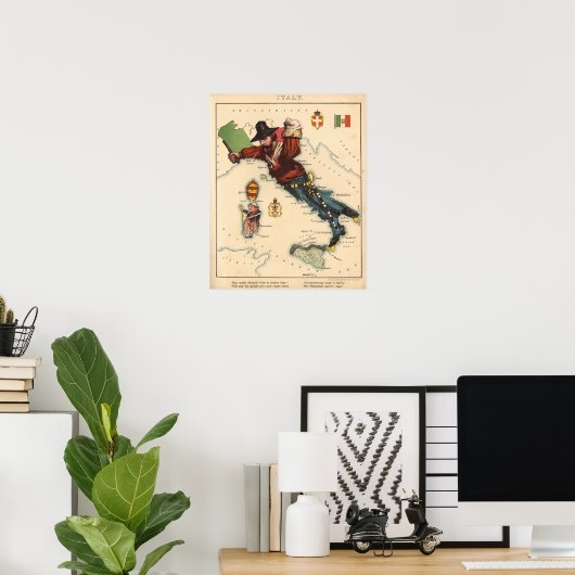 Italië Kaart Poster (Thuiskantoor)