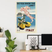  Italië Kaart reizen Poster (Thuiskantoor)